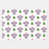Niedliche Weihnachtselementare und Weihnachtsbaume Geschenkpapier Set (Vorderseite)