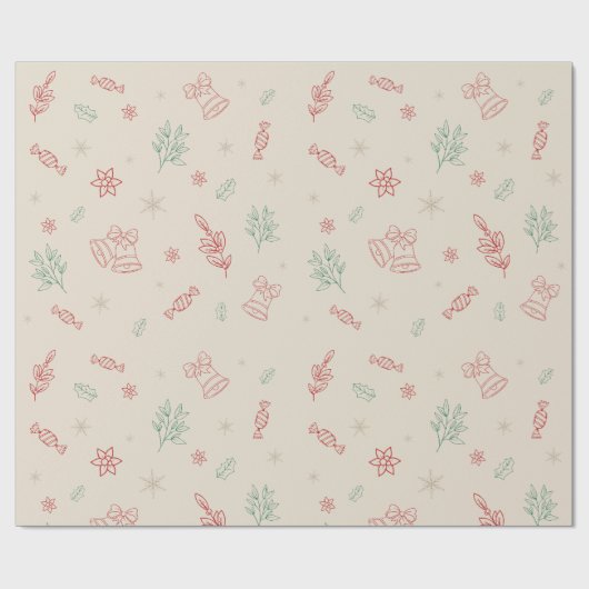 Niedliche Weihnachtselemente Geschenkpapier (Flach)