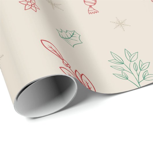 Niedliche Weihnachtselemente Geschenkpapier (Rolleneckpunkt)