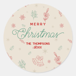 Niedliche Weihnachtselemente Runder Aufkleber