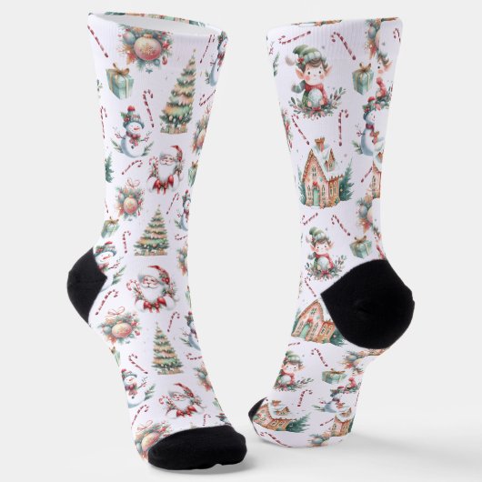 Niedliche Weihnachtselemente Socken (Gewinkelt)