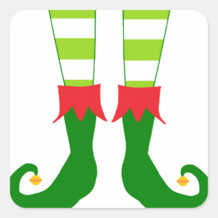 Niedliche Weihnachtself-Füße Quadratischer Aufkleber