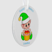Niedliche Weihnachtself & Happy Holidays Oma Ornament (Vorderseite)