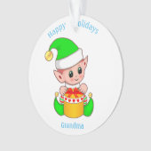 Niedliche Weihnachtself & Happy Holidays Oma Ornament (Vorderseite)