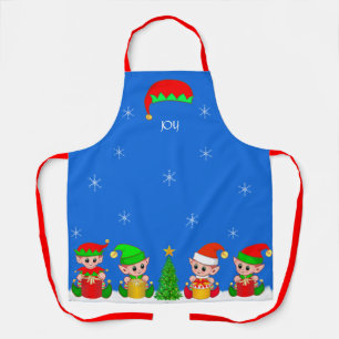 Niedliche Weihnachtself-Squad & Snowflakes auf Sky Schürze