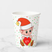 Niedliche Weihnachtself- und Confetti-Papieraufnah Pappbecher (Rückseite)