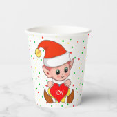 Niedliche Weihnachtself- und Confetti-Papieraufnah Pappbecher (Vorderseite)