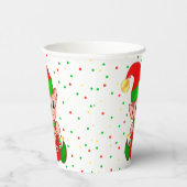 Niedliche Weihnachtself- und Confetti-Papieraufnah Pappbecher (Rechts)