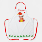 Niedliche Weihnachtself- und Holly-Beerenblattdeko Schürze (Vorderseite)