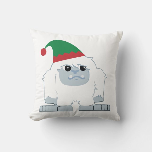 Niedliche Weihnachtself Yeti Kissen (Vorderseite)