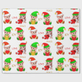 Niedliche Weihnachtselfen auf Weiß Geschenkpapier (Flach)