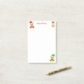 Niedliche Weihnachtselfen auf Weiß Post-it Klebezettel (Auf Schreibtisch)