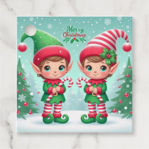 Niedliche Weihnachtselfen Geschenkanhänger