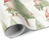 Niedliche Weihnachtselfen Geschenkpapier (Rolleneckpunkt)