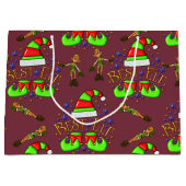 Niedliche Weihnachtselfen Große Geschenktüte (Vorderseite)