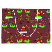 Niedliche Weihnachtselfen Große Geschenktüte (Rückseite)