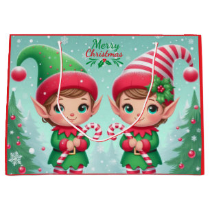 Niedliche Weihnachtselfen Große Geschenktüte