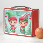 Niedliche Weihnachtselfen Metall Brotdose (Beispiel)