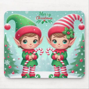 Niedliche Weihnachtselfen Mousepad