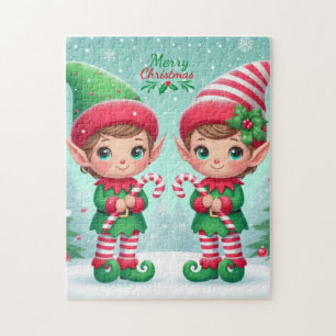 Niedliche Weihnachtselfen Puzzle
