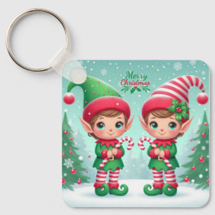 Niedliche Weihnachtselfen Schlüsselanhänger