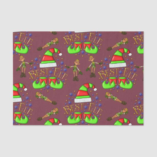 Niedliche Weihnachtselfen Seidenpapier (Vorderseite)