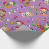 Niedliche Weihnachtselfen und Kanadier Geschenkpapier (Ecke)