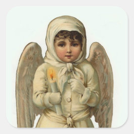 niedliche Weihnachtsengel-Aufkleber groß Quadratischer Aufkleber