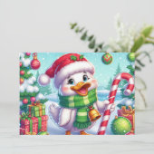 Niedliche Weihnachtsente Feiertagskarte (Stehend Vorderseite)