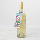 Niedliche Weihnachtsente Flaschenanhänger (Angewinkelt)
