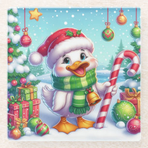 Niedliche Weihnachtsente Glasuntersetzer