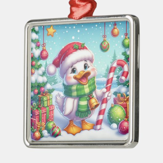 Niedliche Weihnachtsente Ornament Aus Metall (Links)