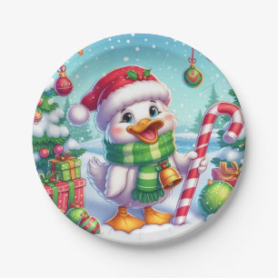 Niedliche Weihnachtsente Pappteller