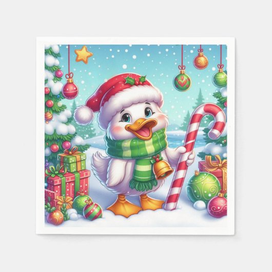 Niedliche Weihnachtsente Serviette (Vorderseite)
