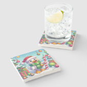 Niedliche Weihnachtsente Steinuntersetzer (Seitenansicht)
