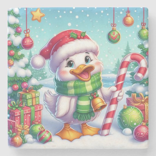 Niedliche Weihnachtsente Steinuntersetzer (Vorderseite)