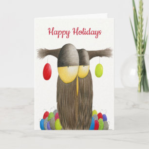 Niedliche Weihnachtseule Feiertagskarte