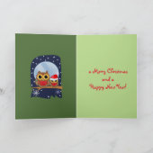 Niedliche Weihnachtseulen u. kundenspezifischer Feiertagskarte (Innenseite)