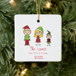 Niedliche Weihnachtsfamilie Keramikornament