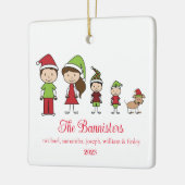 Niedliche Weihnachtsfamilie mit Begleiter Keramikornament (Links)