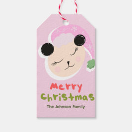 Niedliche Weihnachtsfamilie Panda Pink Weihnachtsm Geschenkanhänger