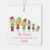 Niedliche Weihnachtsfamilie Personalisiert Keramikornament (Links)