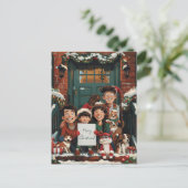 Niedliche Weihnachtsfamilie Postkarte (Stehend Vorderseite)