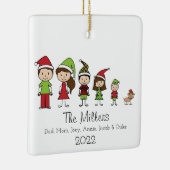 Niedliche Weihnachtsfamilie von 5 mit Hund Persona Keramikornament (Rechts)