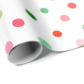 Niedliche Weihnachtsfarben Grün- und Rote Polka-Pu Geschenkpapier (Rolleneckpunkt)