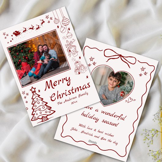 Niedliche Weihnachtsfeier 2 Foto Rot Feiertagskarte