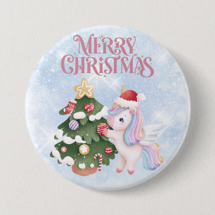Niedliche Weihnachtsfeier auf Sparkle Blue Sky Button