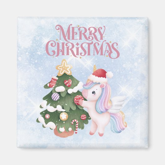 Niedliche Weihnachtsfeier auf Sparkle Blue Sky Magnet (Vorne)