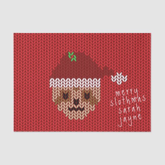 Niedliche Weihnachtsfeier Custom Merry Slothmas Ur Seidenpapier (Vorderseite)