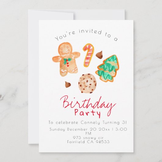 Niedliche Weihnachtsfeier Einladung (Vorderseite)